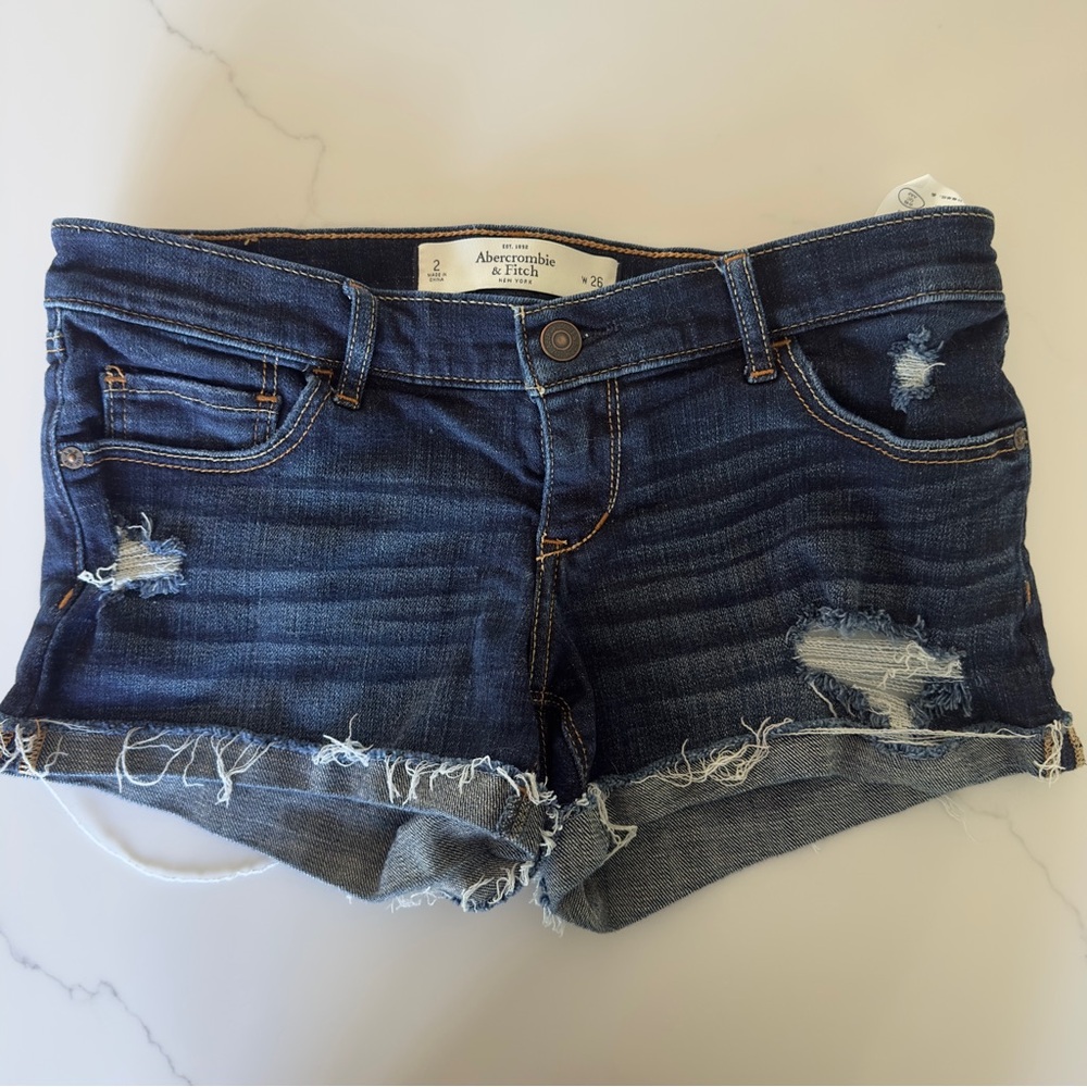 Abercrombie & Fitch Y2K ultra low rise mini  denim Shorts Distressed Style